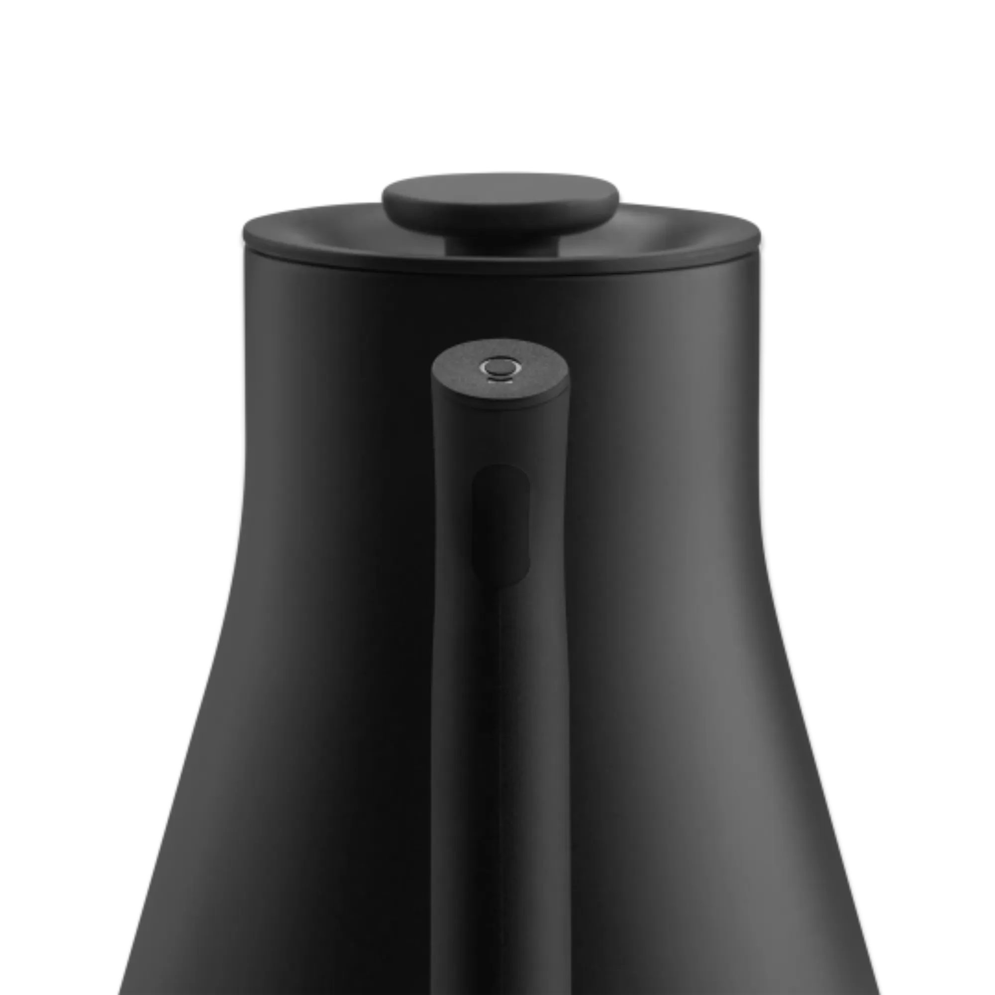 Matt schwarzer elektrischer Wasserkocher mit elegantem Griff und minimalistischem Design