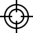 Schwarzes Zielscheiben-Symbol mit zwei Kreisen und vier Linien auf weißem Hintergrund.