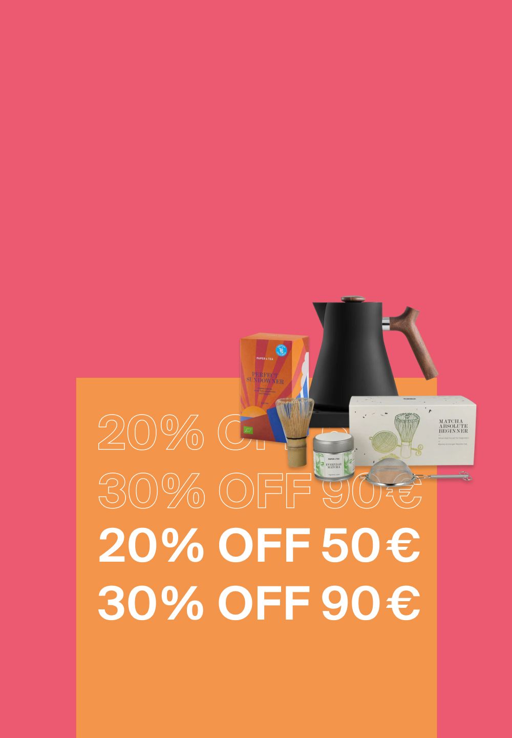 Schwarzer Wasserkocher mit Holzgriff, Tee, Bambusbesen und Matcha-Box mit 20 % und 30 % Rabatt