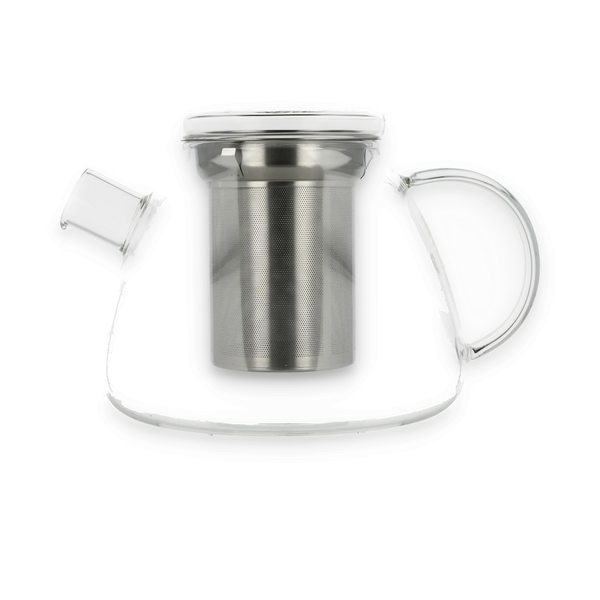 Zerlegter Edelstahl-Kaffeefilter von Oxo mit feinem Sieb und Silikonrand, auf schwarzem Hintergrund.
