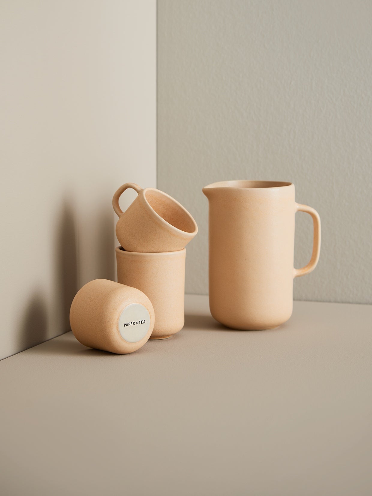 Tea Cup handmade Stoneware Cup Apricot
